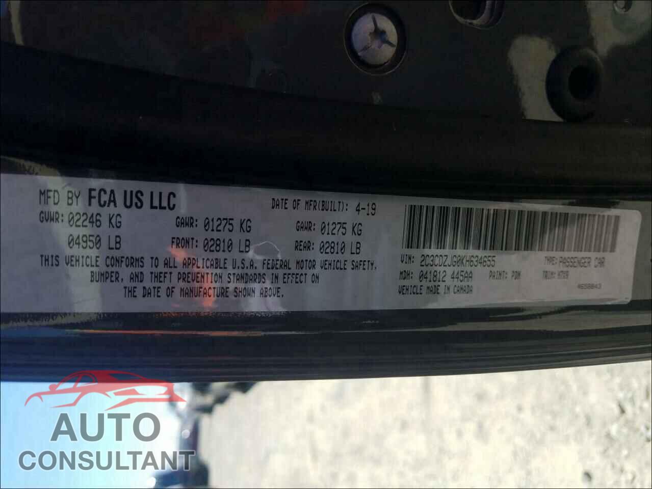 DODGE CHALLENGER 2019 - 2C3CDZJG0KH634655