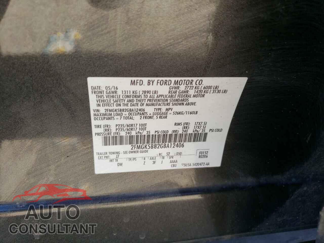 FORD FLEX 2016 - 2FMGK5B82GBA12406