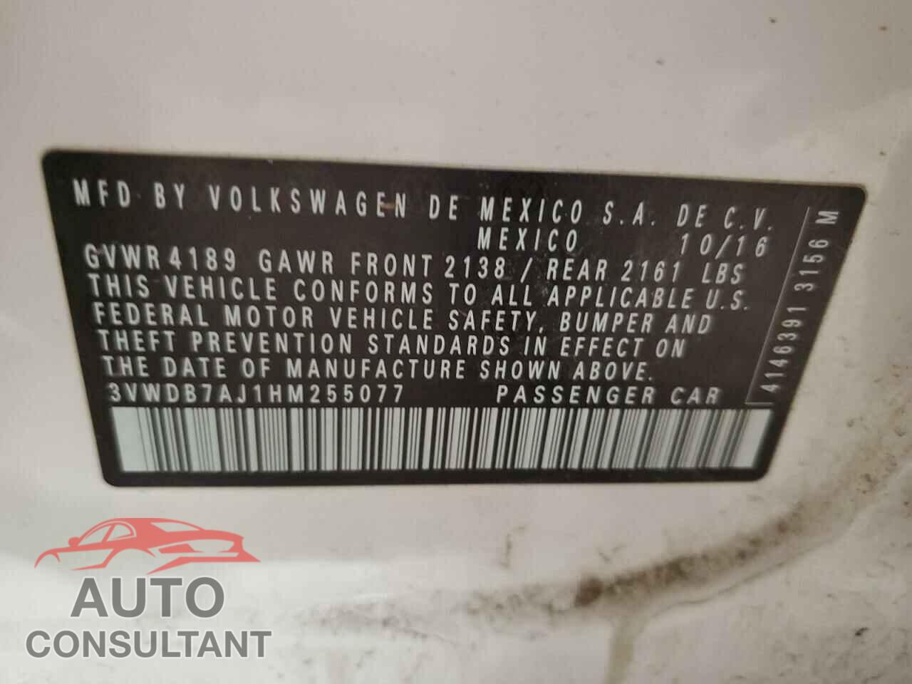 VOLKSWAGEN JETTA 2017 - 3VWDB7AJ1HM255077
