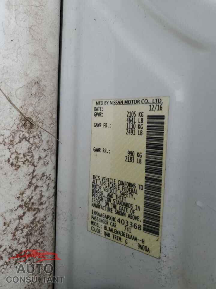 NISSAN MAXIMA 2017 - 1N4AA6APXHC403368