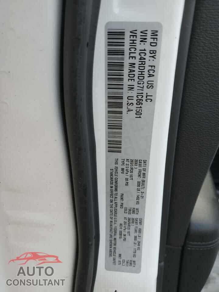 DODGE DURANGO 2021 - 1C4RDHDG7MC661501