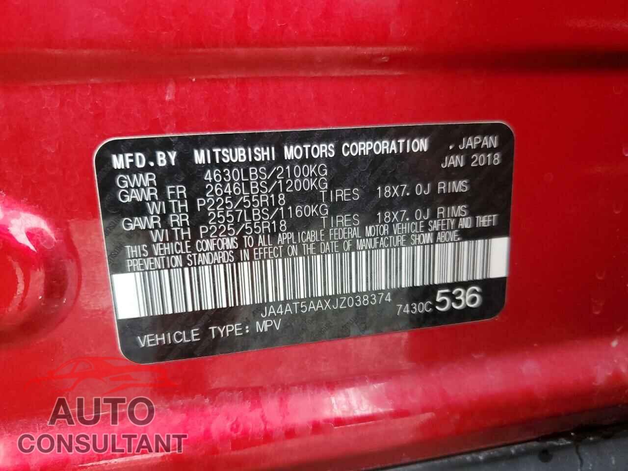 MITSUBISHI ECLIPSE 2018 - JA4AT5AAXJZ038374