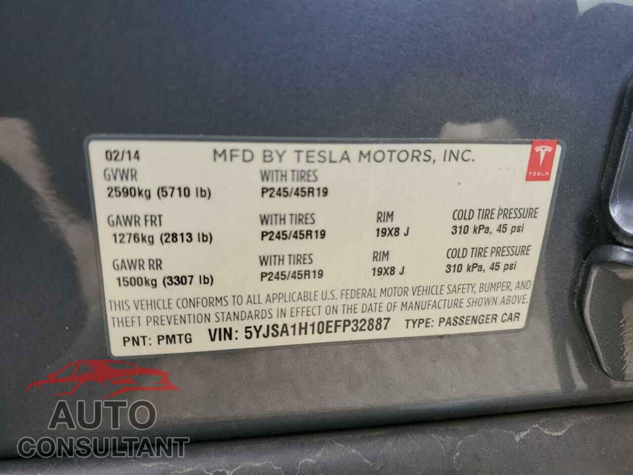 TESLA MODEL S 2014 - 5YJSA1H10EFP32887