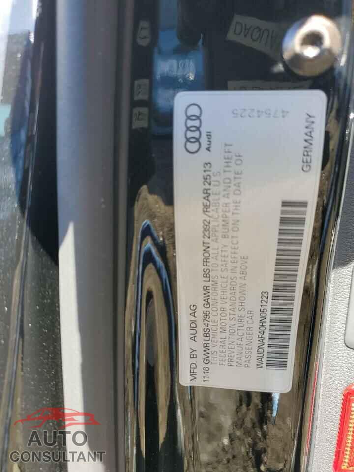 AUDI A4 2017 - WAUDNAF40HN051223