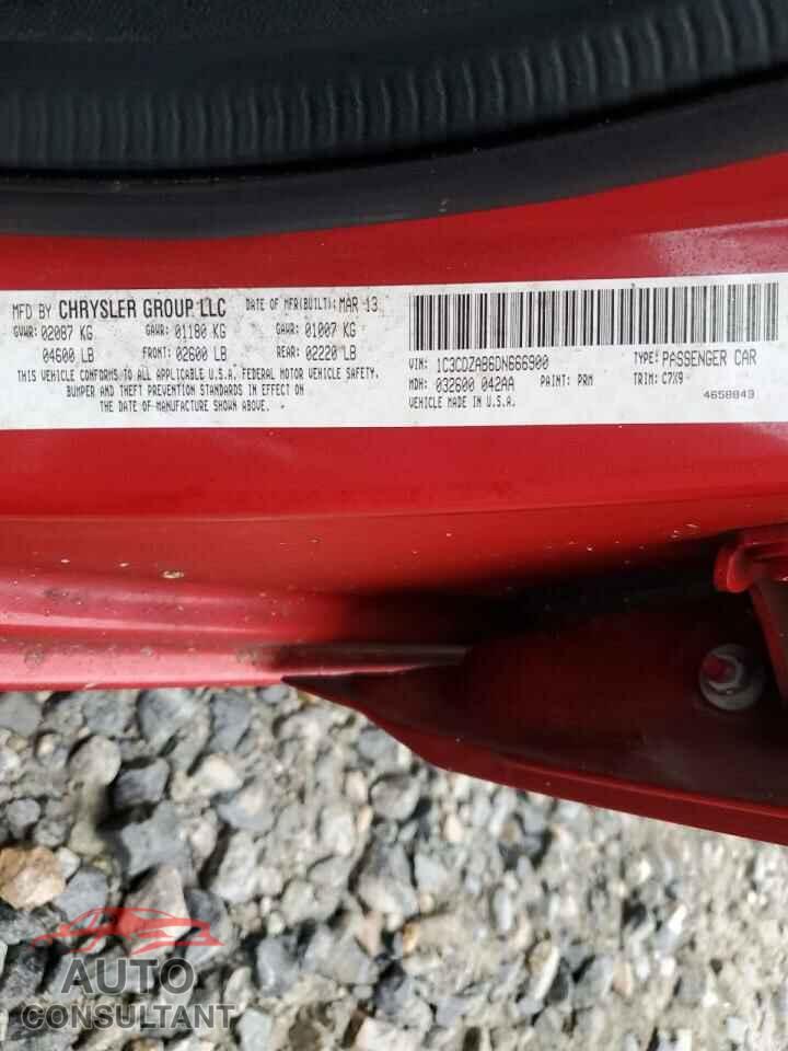 DODGE AVENGER 2013 - 1C3CDZAB6DN666900