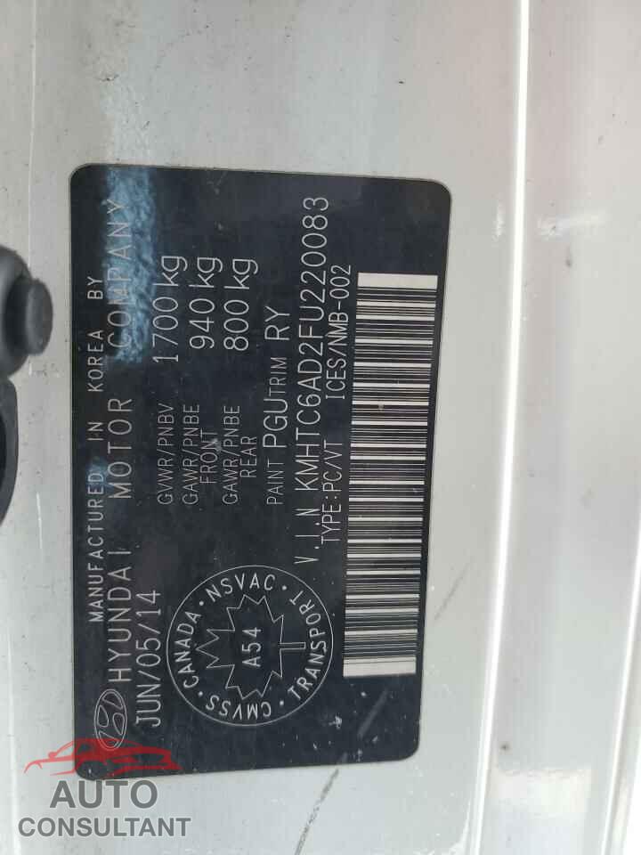 HYUNDAI VELOSTER 2015 - KMHTC6AD2FU220083