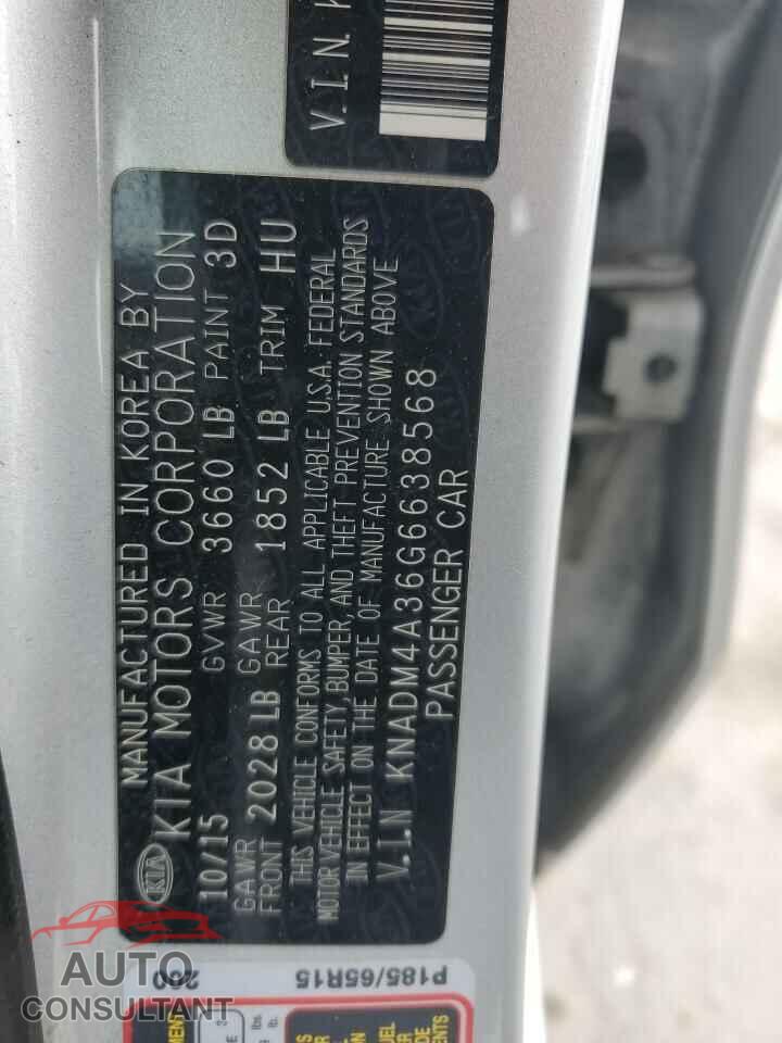 KIA RIO 2016 - KNADM4A36G6638568