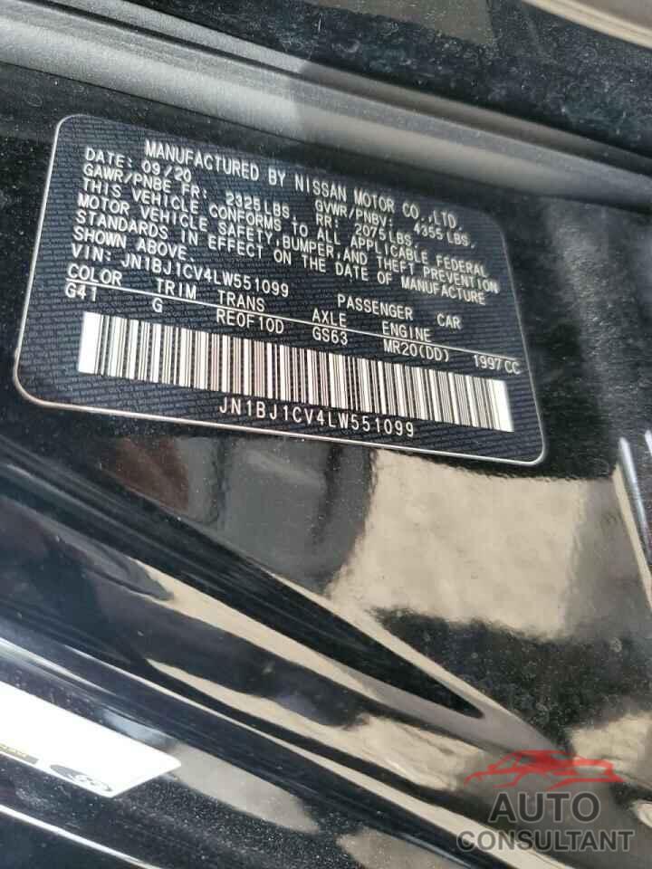 NISSAN ROGUE 2020 - JN1BJ1CV4LW551099