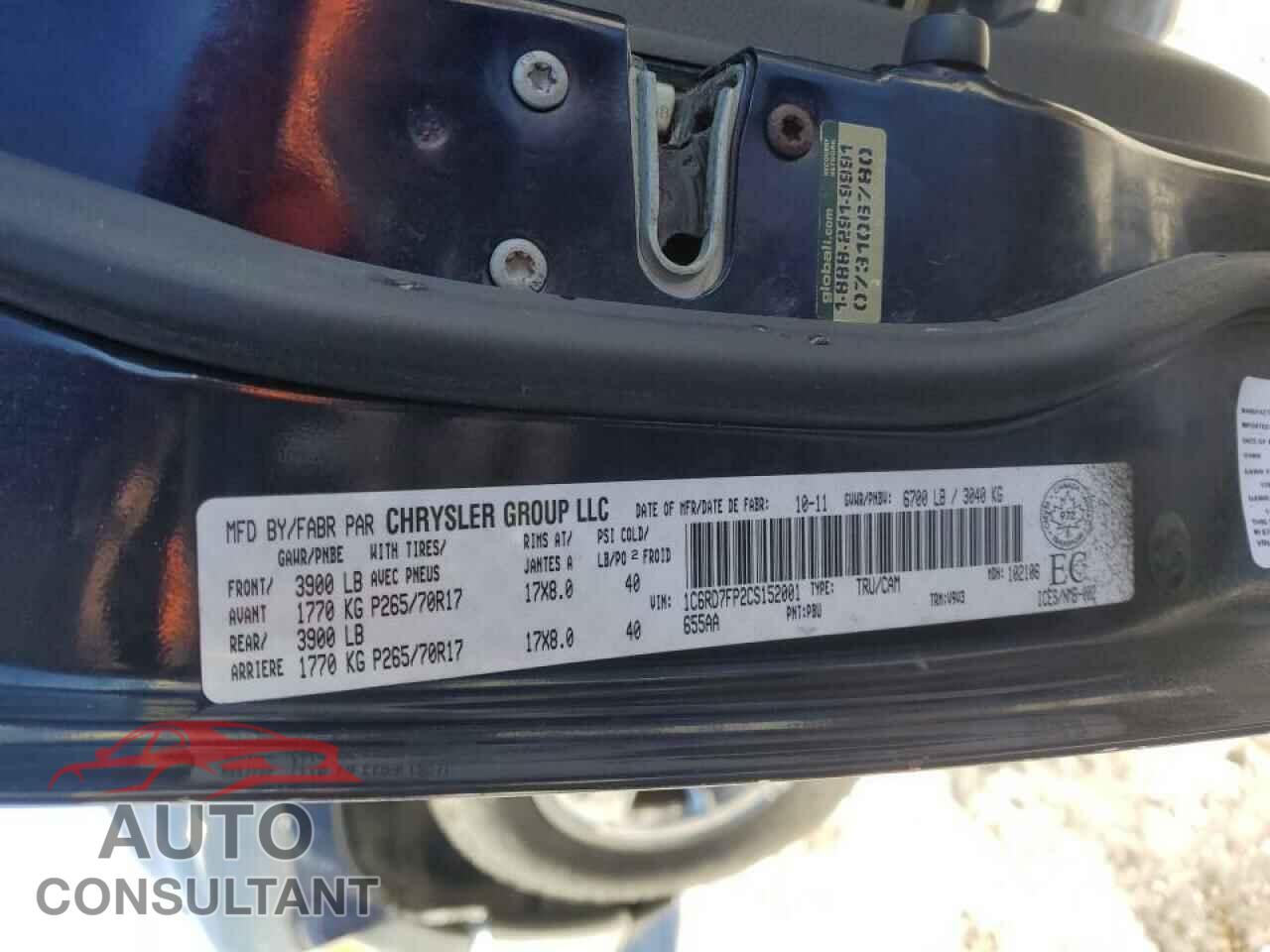 DODGE RAM 1500 2012 - 1C6RD7FP2CS152001