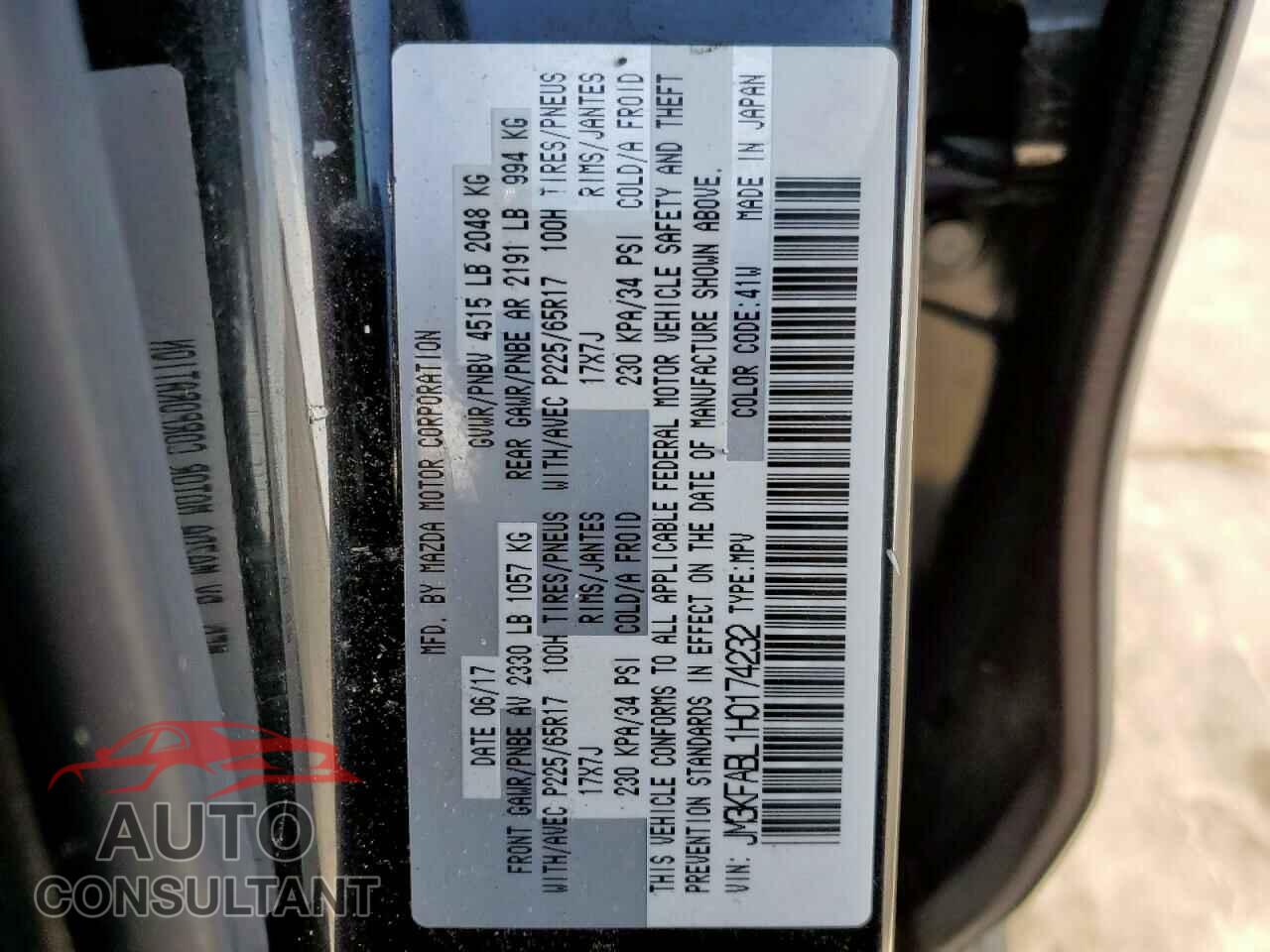 MAZDA CX-5 2017 - JM3KFABL1H0174232