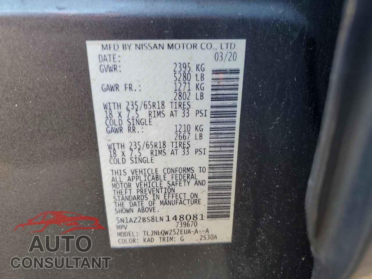 NISSAN MURANO 2020 - 5N1AZ2BS8LN148081