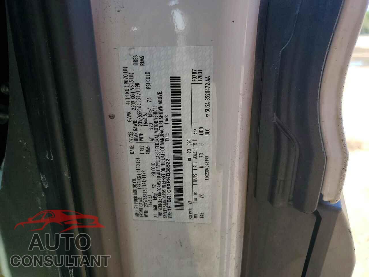 FORD TRANSIT 2023 - 1FTBR1C8XPKB38522