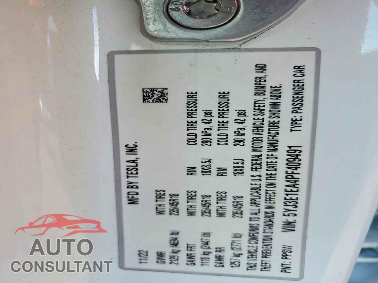 TESLA MODEL 3 2023 - 5YJ3E1EA4PF409491