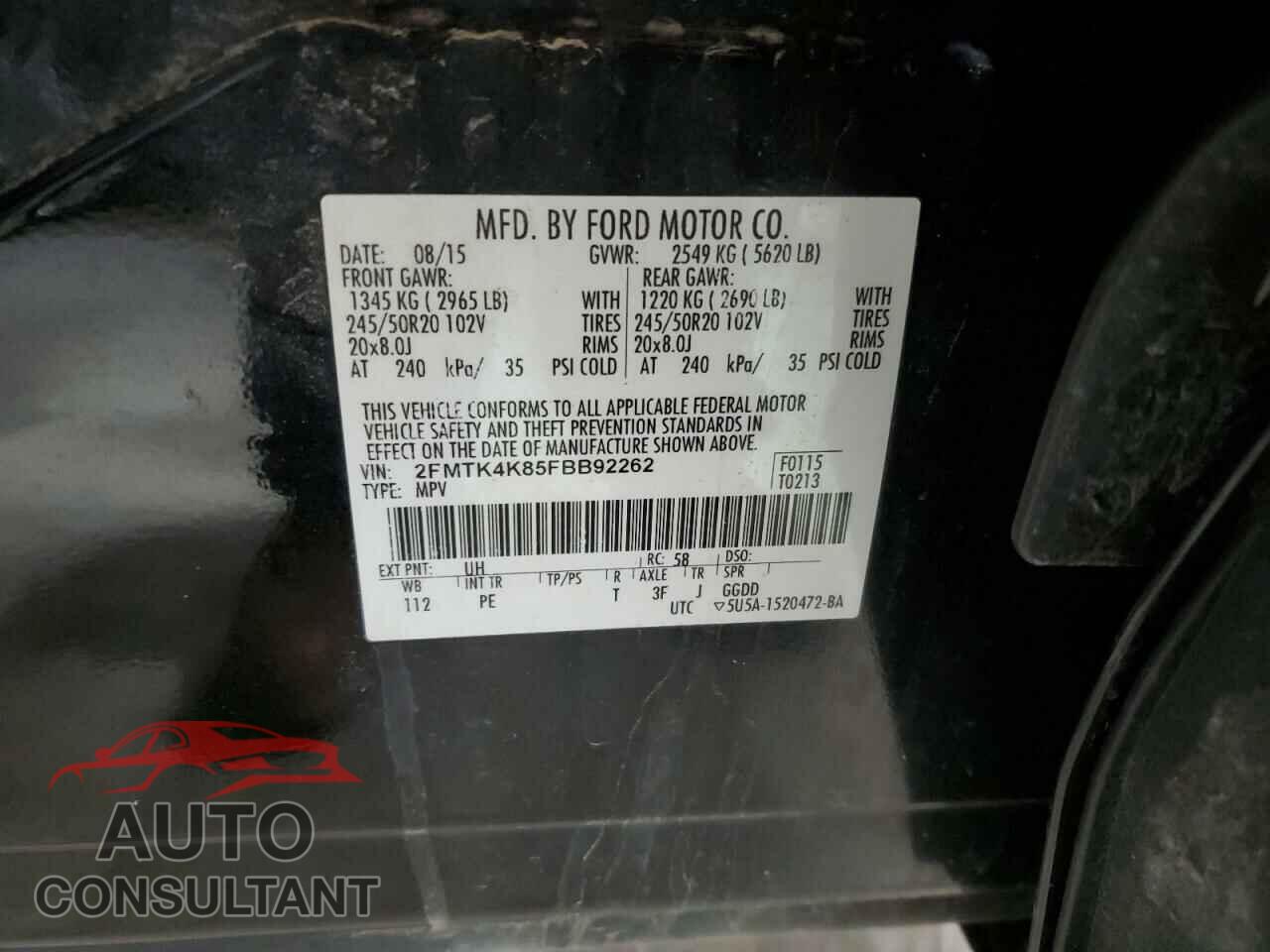FORD EDGE 2015 - 2FMTK4K85FBB92262