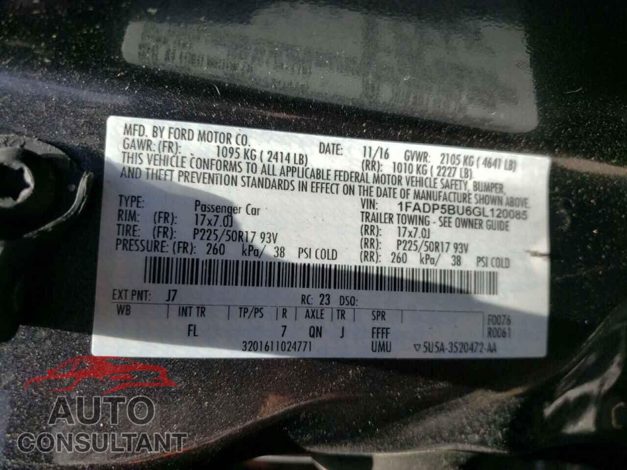 FORD CMAX 2016 - 1FADP5BU6GL120085