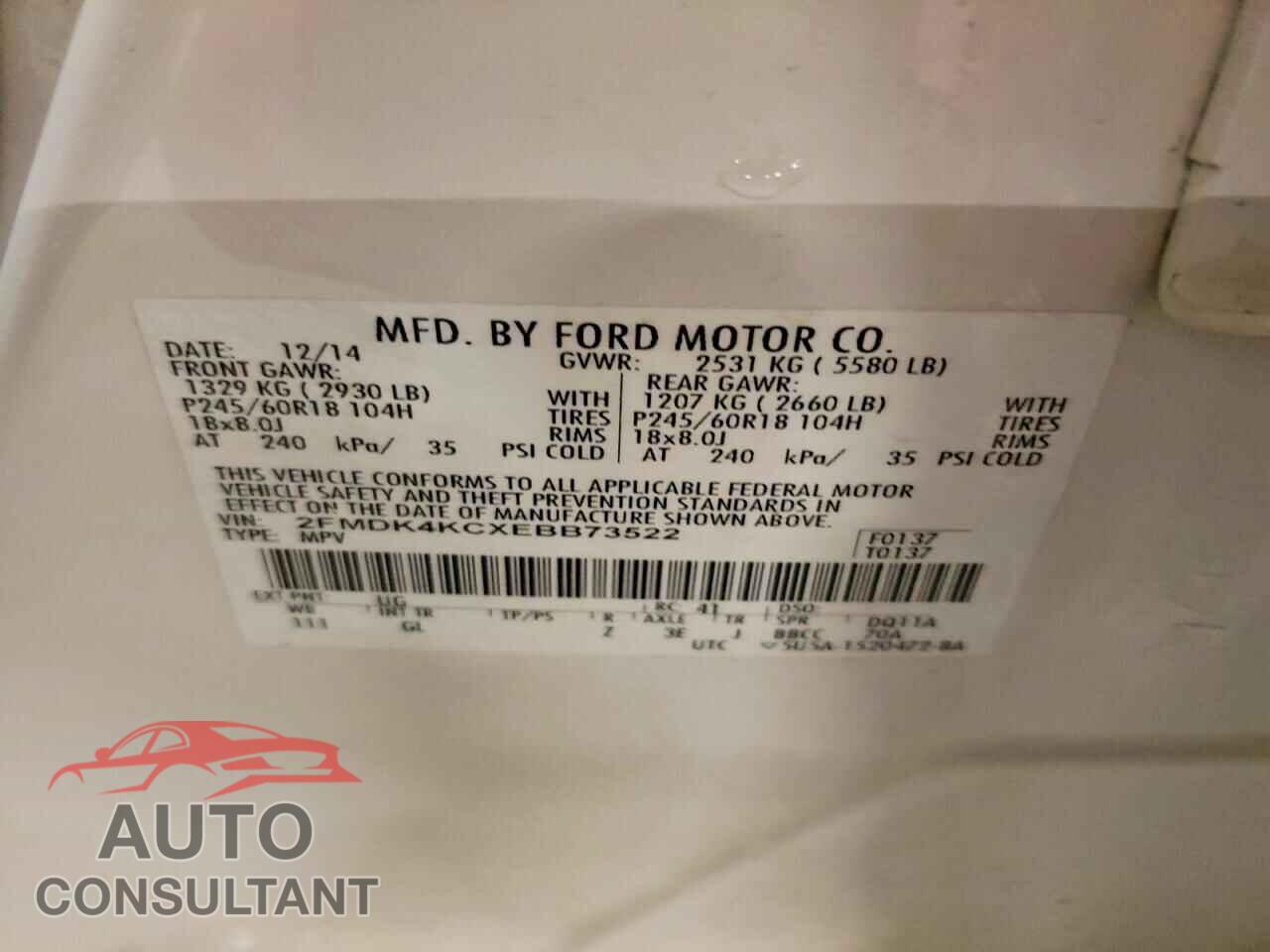 FORD EDGE 2014 - 2FMDK4KCXEBB73522