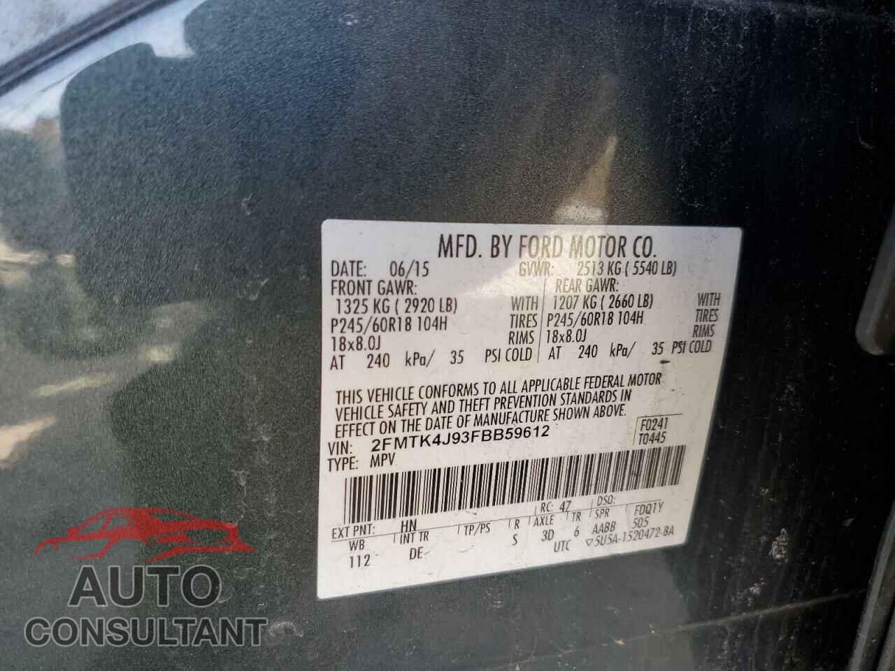 FORD EDGE 2015 - 2FMTK4J93FBB59612