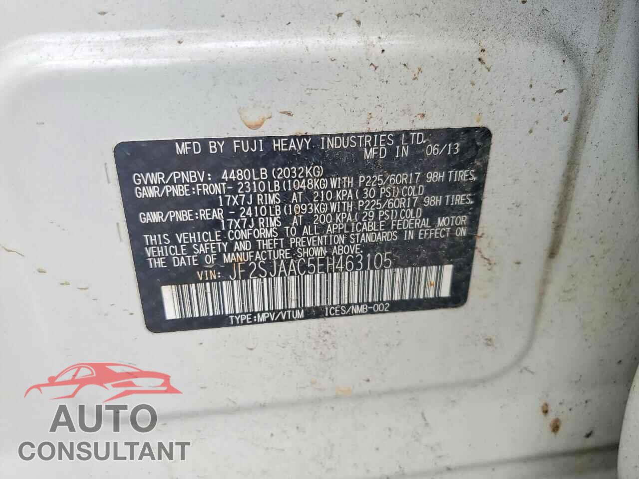 SUBARU FORESTER 2014 - JF2SJAAC5EH463105