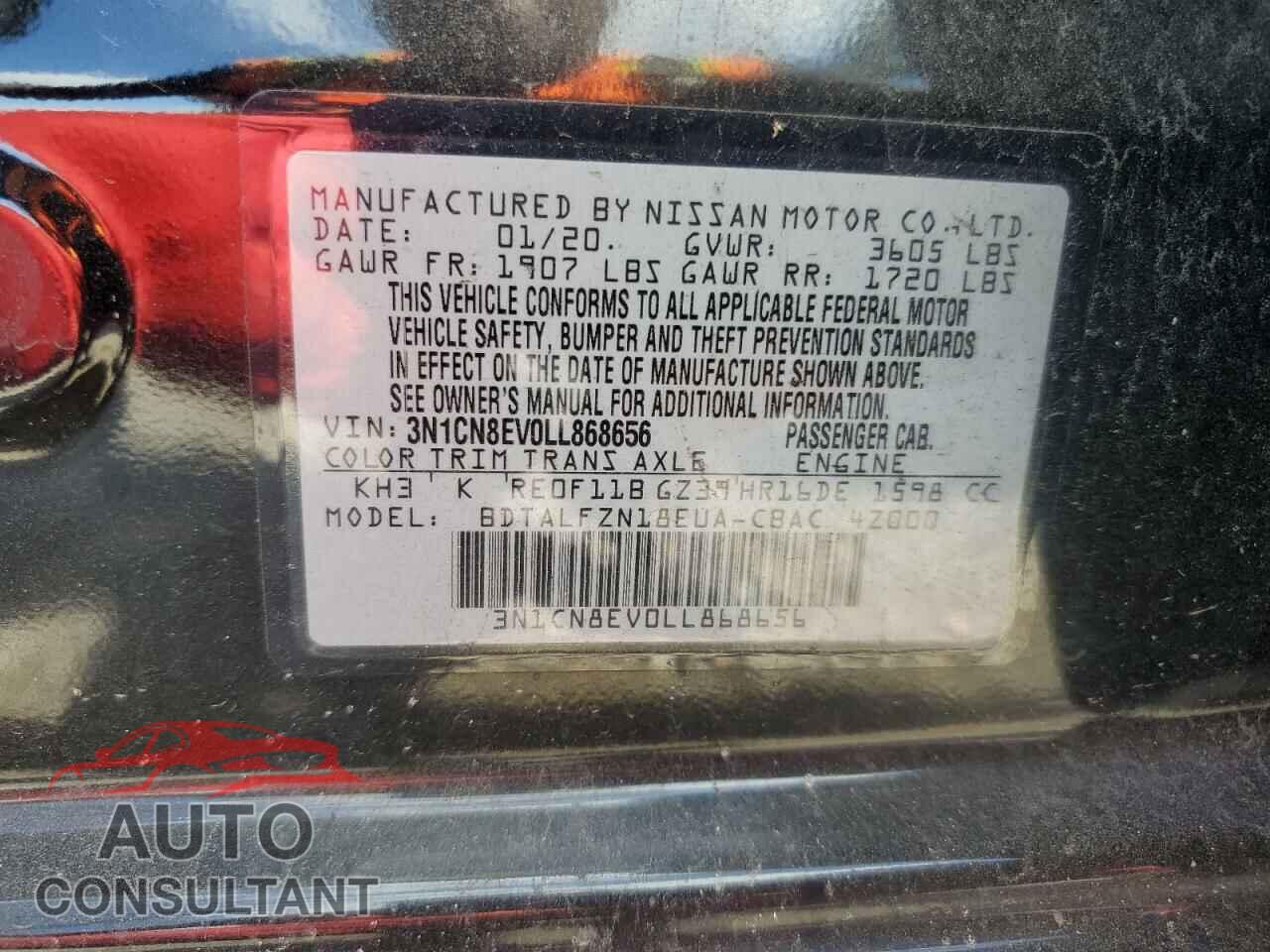 NISSAN VERSA 2020 - 3N1CN8EV0LL868656