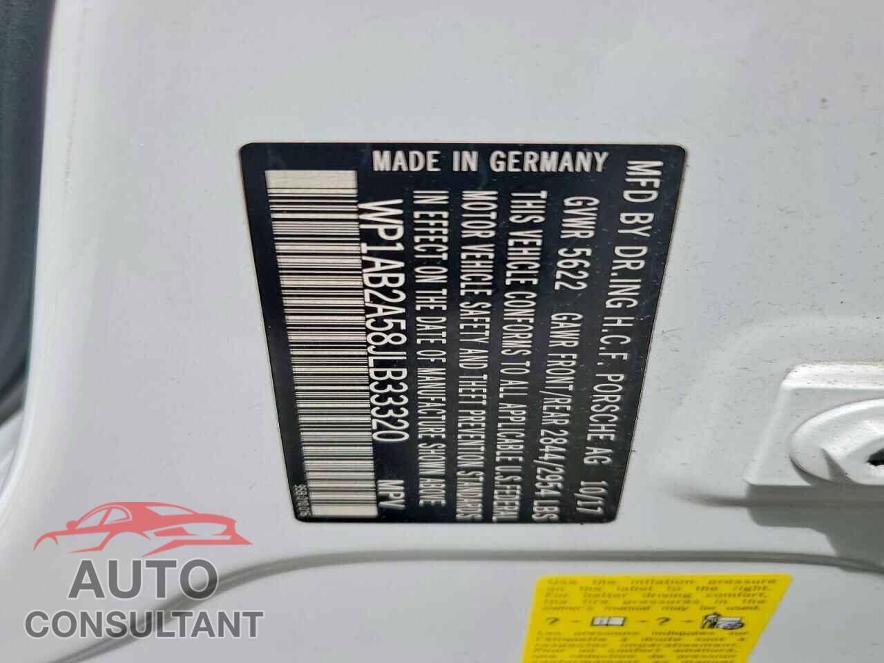 PORSCHE MACAN 2018 - WP1AB2A58JLB33320