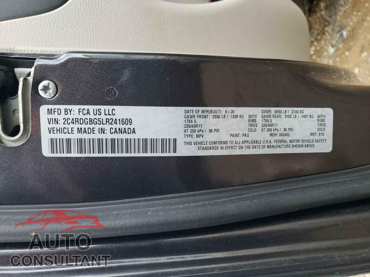 DODGE CARAVAN 2020 - 2C4RDGBG5LR241609
