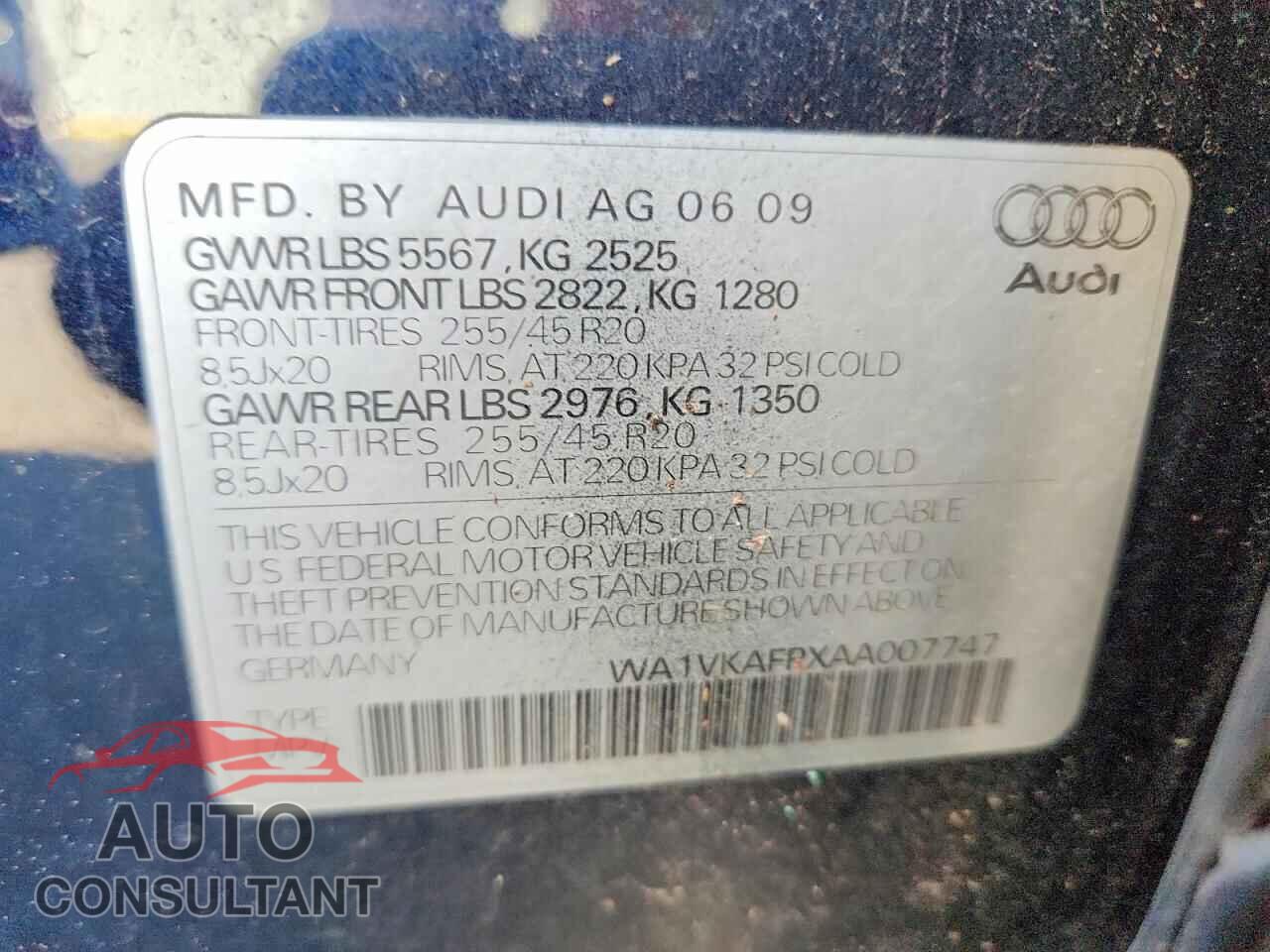 AUDI Q5 2010 - WA1VKAFPXAA007747