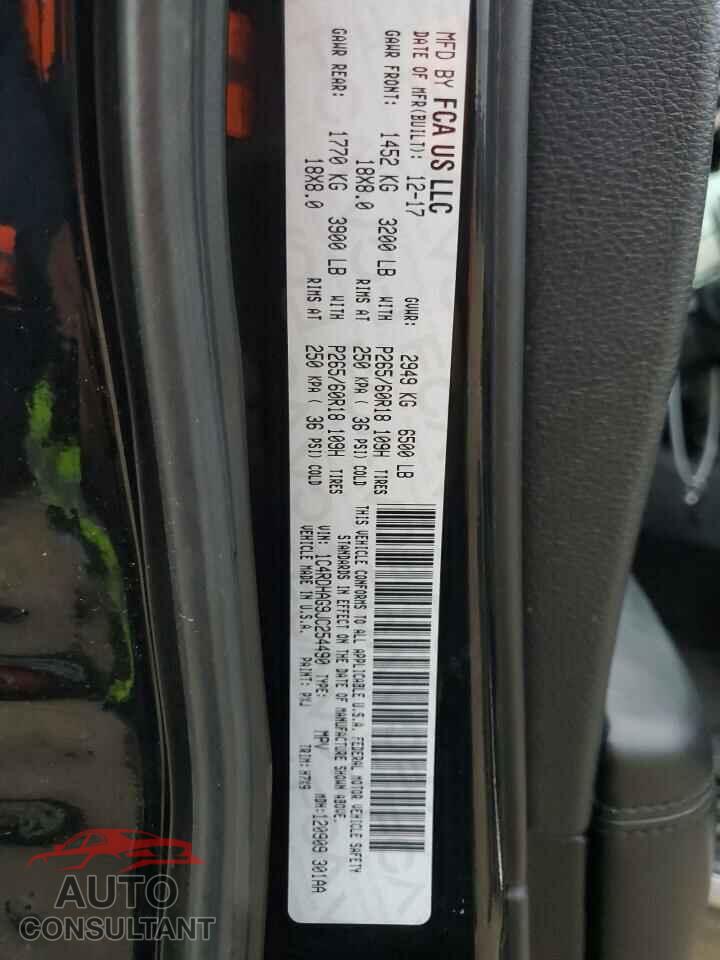 DODGE DURANGO 2018 - 1C4RDHAG9JC254490