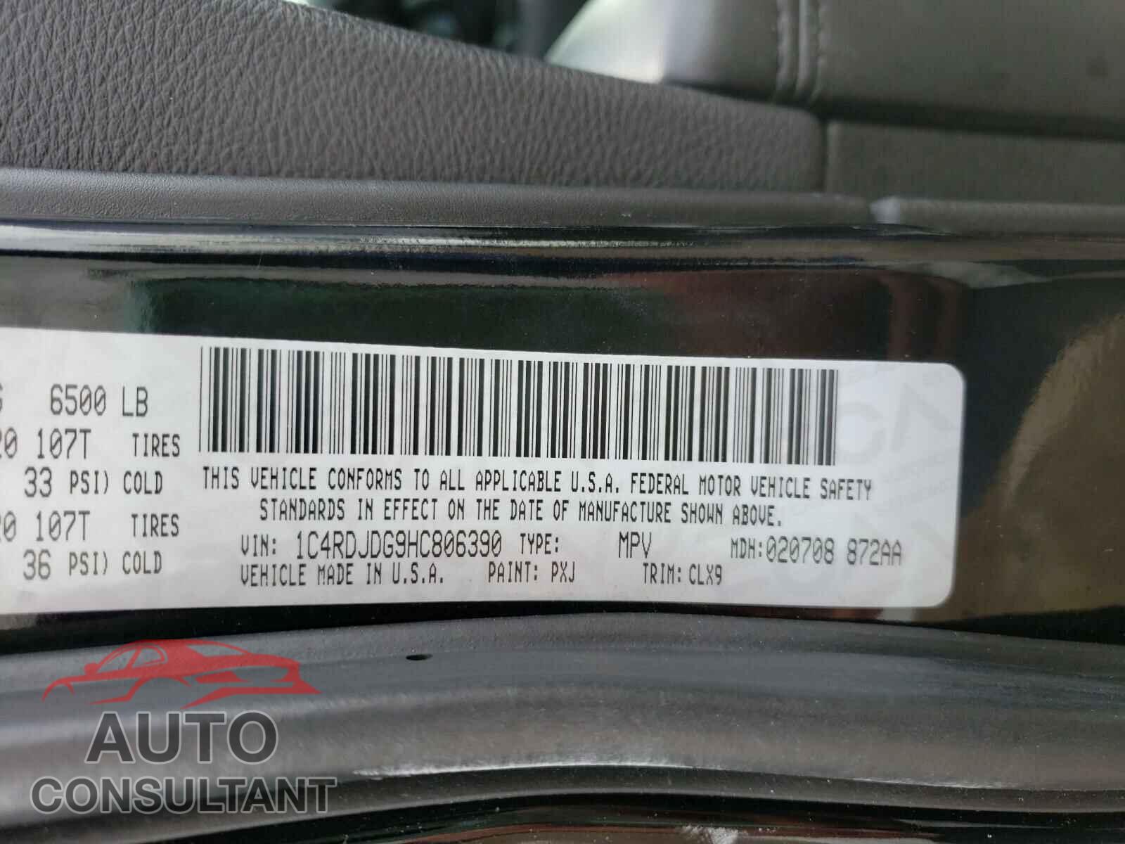 DODGE DURANGO 2017 - 1C4RDJDG9HC806390
