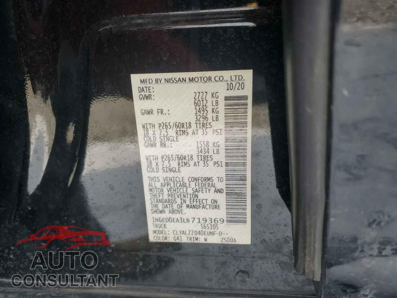 NISSAN FRONTIER 2020 - 1N6ED0EA3LN719369
