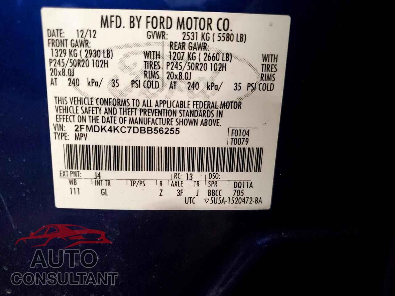 FORD EDGE 2013 - 2FMDK4KC7DBB56255