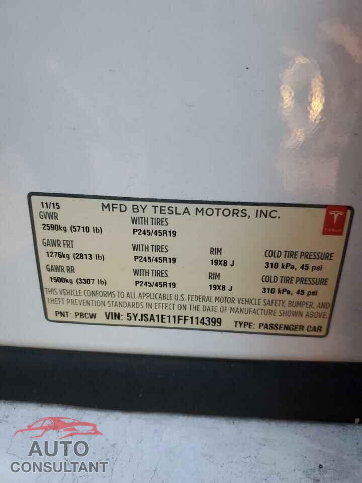 TESLA MODEL S 2015 - 5YJSA1E11FF114399