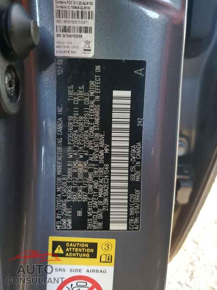 LEXUS RX350 2014 - 2T2BK1BA2EC241548