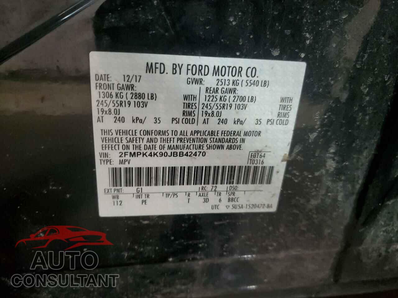 FORD EDGE 2018 - 2FMPK4K90JBB42470