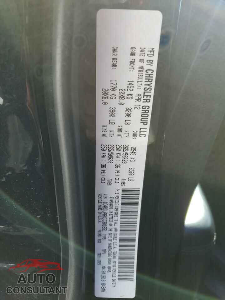 DODGE DURANGO 2012 - 1C4RDJAGXCC301651