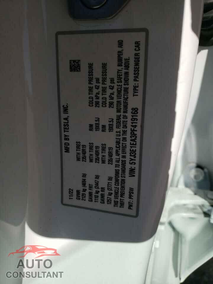 TESLA MODEL 3 2023 - 5YJ3E1EA3PF419168