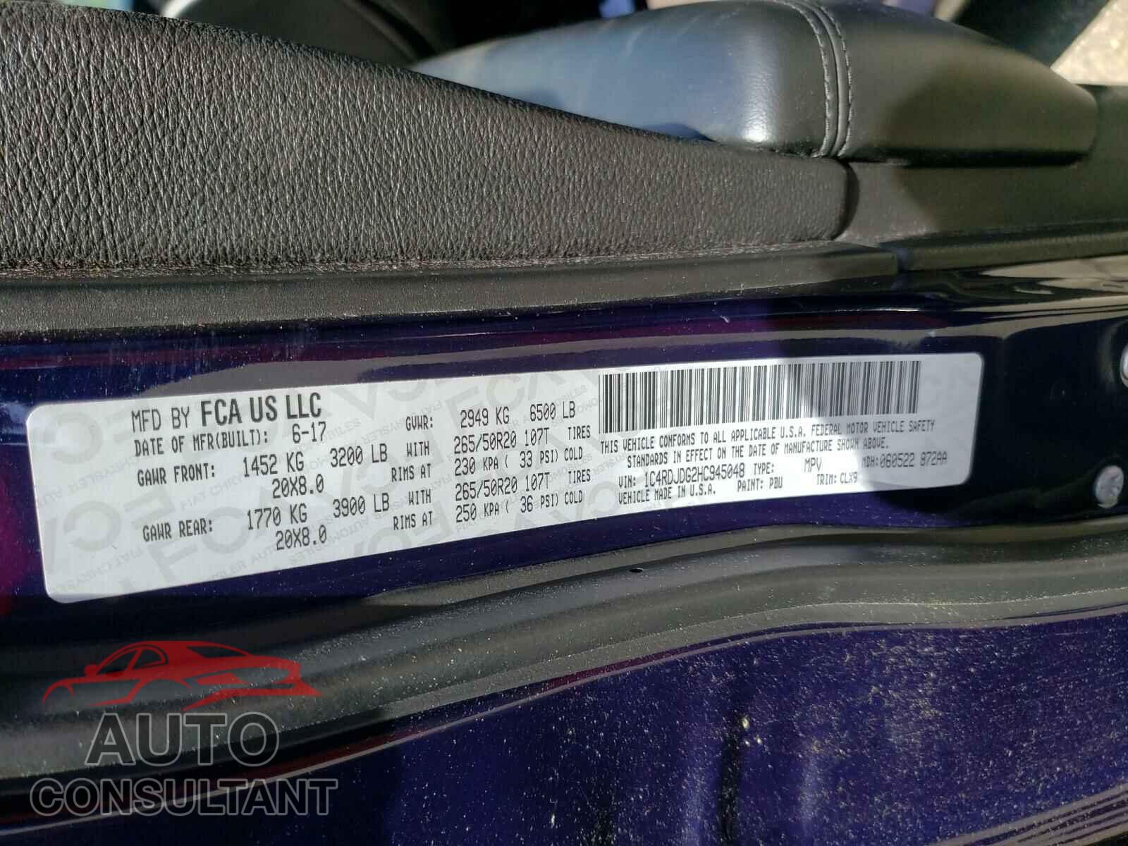 DODGE DURANGO 2017 - 1C4RDJDG2HC945048
