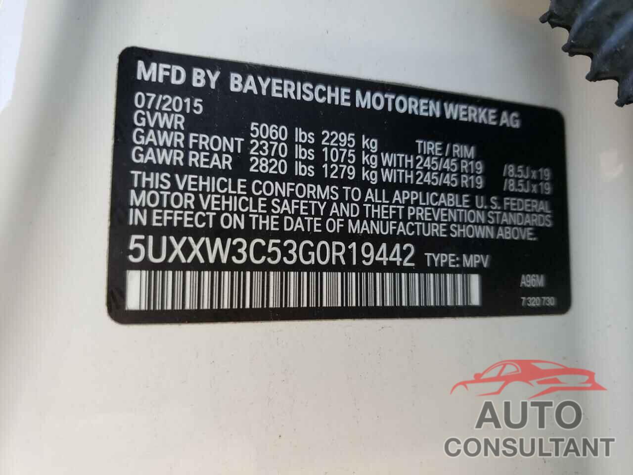 BMW X4 2016 - 5UXXW3C53G0R19442