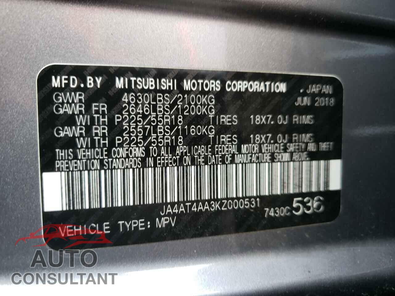 MITSUBISHI ECLIPSE 2019 - JA4AT4AA3KZ000531