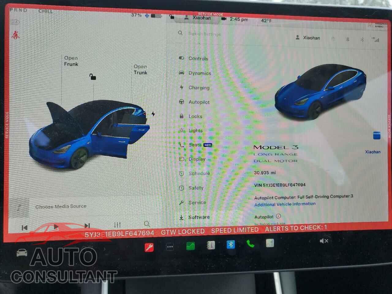 TESLA MODEL 3 2020 - 5YJ3E1EB9LF647694