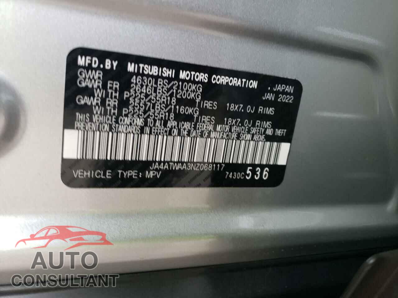 MITSUBISHI ECLIPSE 2022 - JA4ATWAA3NZ068117
