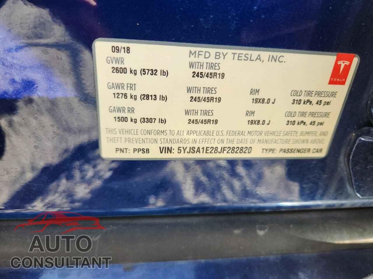 TESLA MODEL S 2018 - 5YJSA1E28JF282820