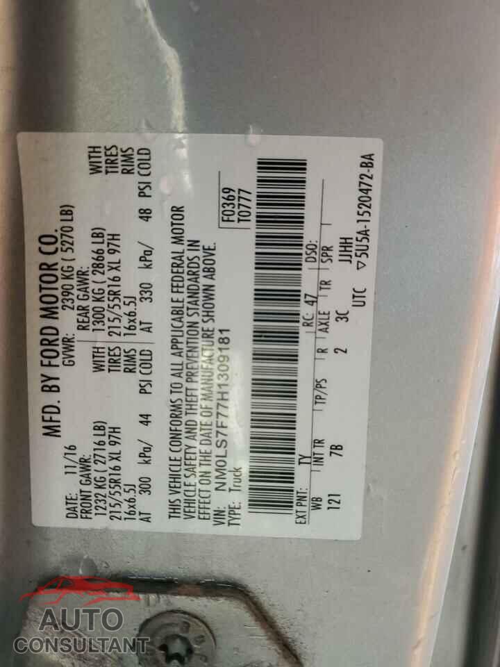 FORD TRANSIT 2017 - NM0LS7F77H1309181