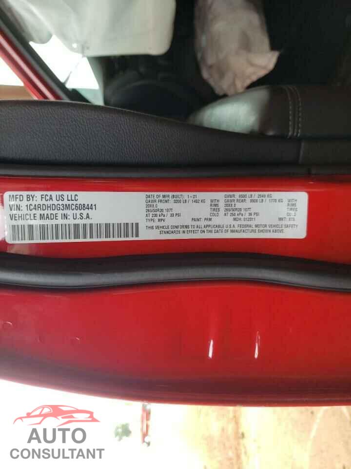 DODGE DURANGO 2021 - 1C4RDHDG3MC608441