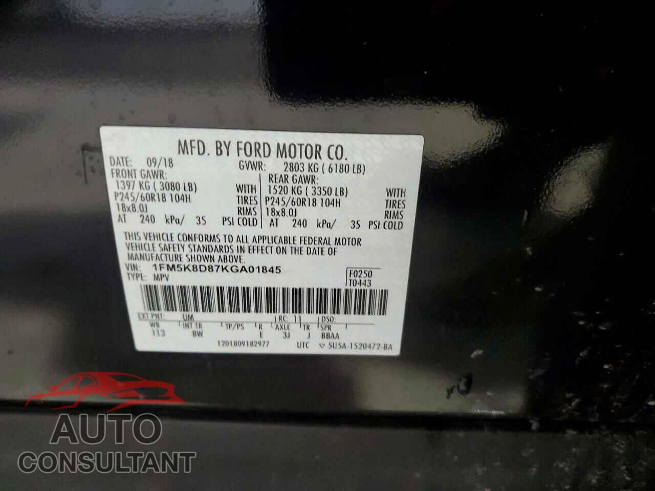 FORD EXPLORER 2019 - 1FM5K8D87KGA01845