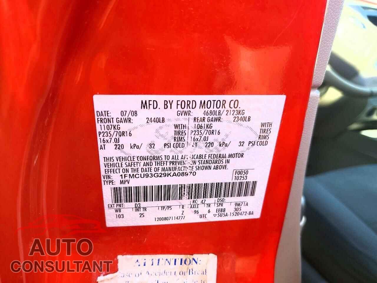 FORD ESCAPE 2009 - 1FMCU93G29KA08970