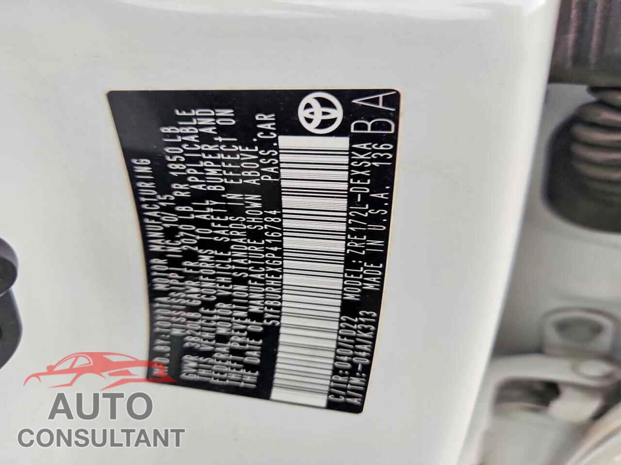 TOYOTA COROLLA 2016 - 5YFBURHEXGP416784