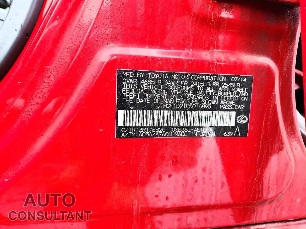 LEXUS IS 2015 - JTHCF1D21F5016893