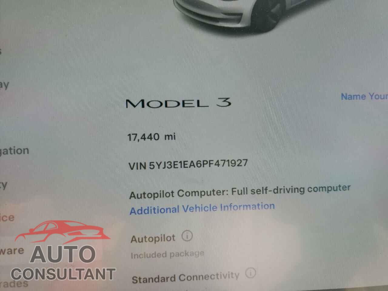 TESLA MODEL 3 2023 - 5YJ3E1EA6PF471927