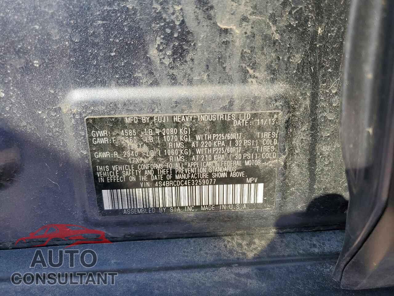 SUBARU OUTBACK 2014 - 4S4BRCDC4E3259077
