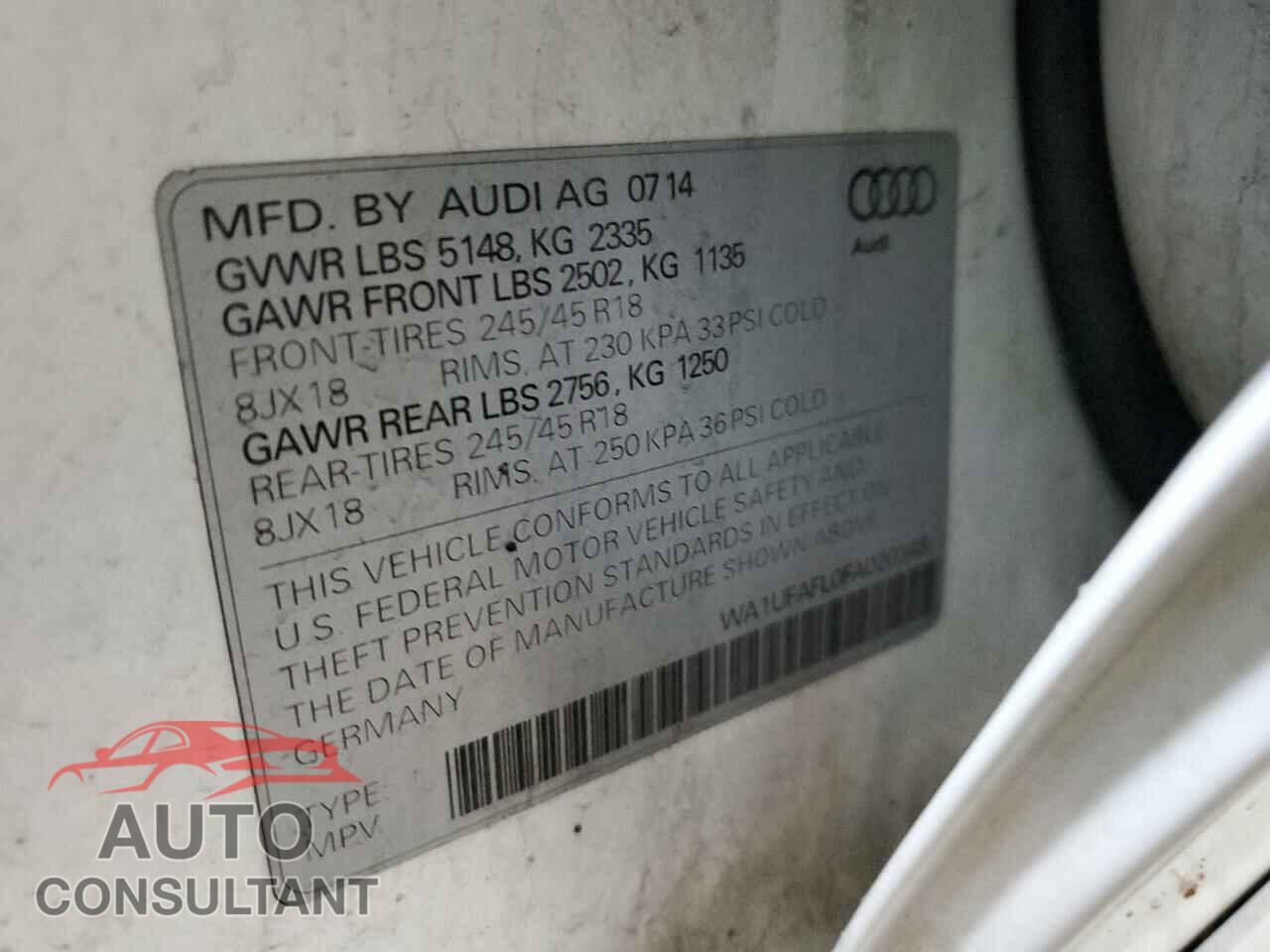 AUDI A4 2015 - WA1UFAFL0FA020348